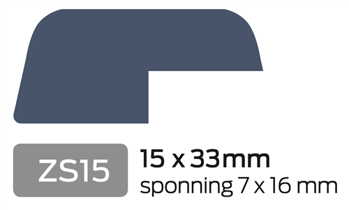 Glaslat V ZS15 15x33 Sponning 7mm Grijs 2x Behandeld