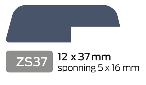 Opdeklat V ZS37 12x37 Grijs Sponning 5 2x behandeld