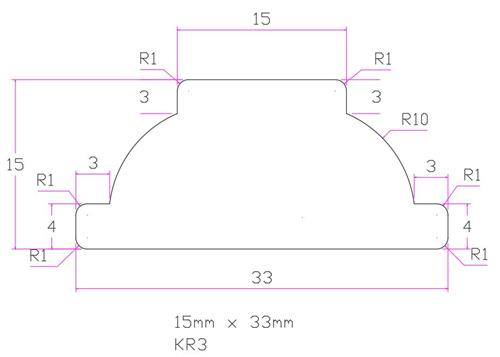 Glaslat V KR3 15x33 Wit RAL 1013 "duif" 2x Behandeld